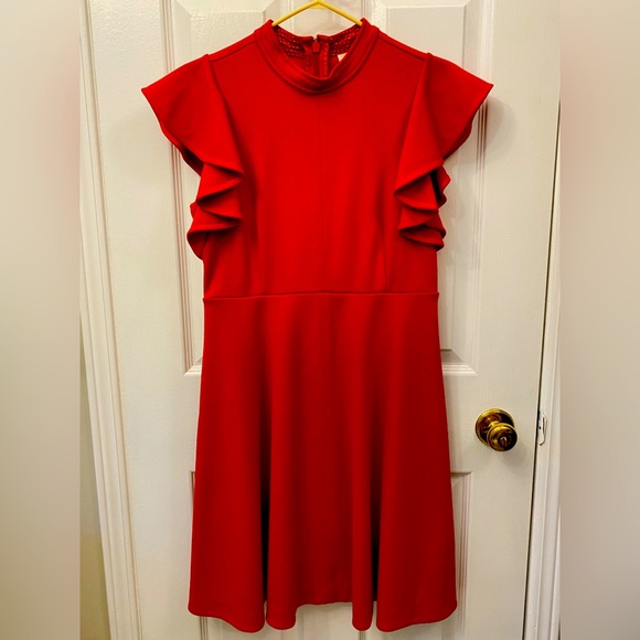 Maeve Red dress flutter sleeve - Picture 1 of 5